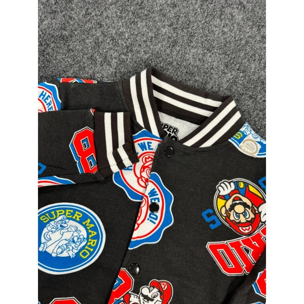 Kids Super Mario Nintendo Hybrid Snap Button Bomber Jacket Size Small